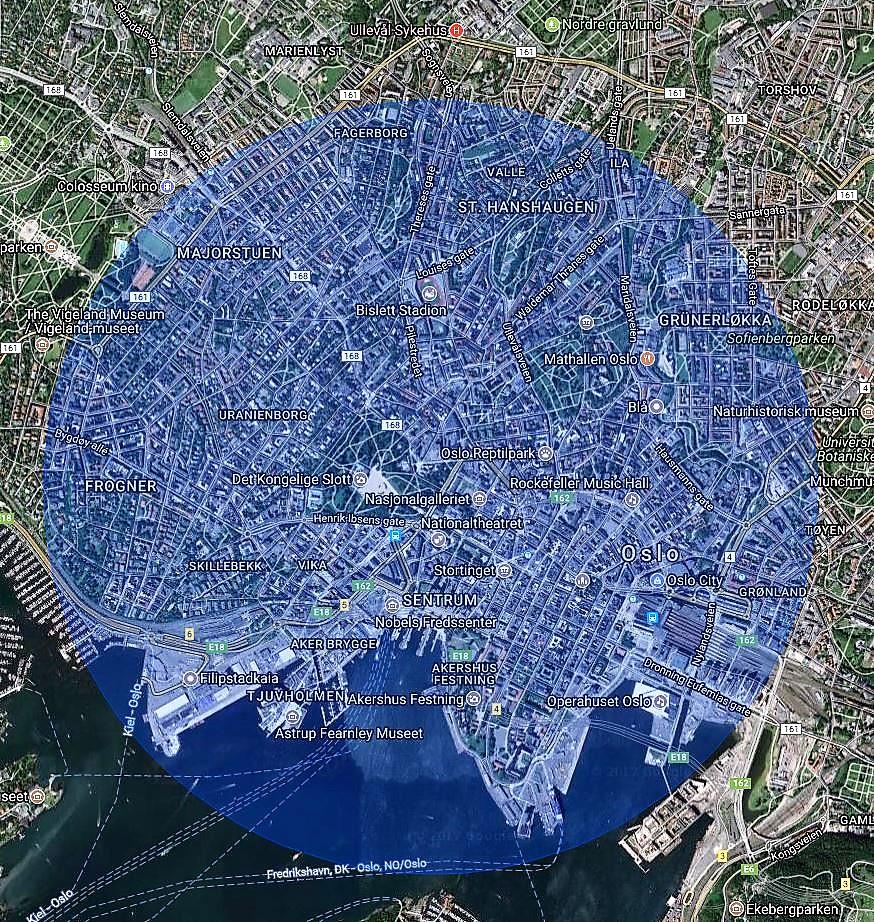 Satelittfoto over restriksjonsområdet.